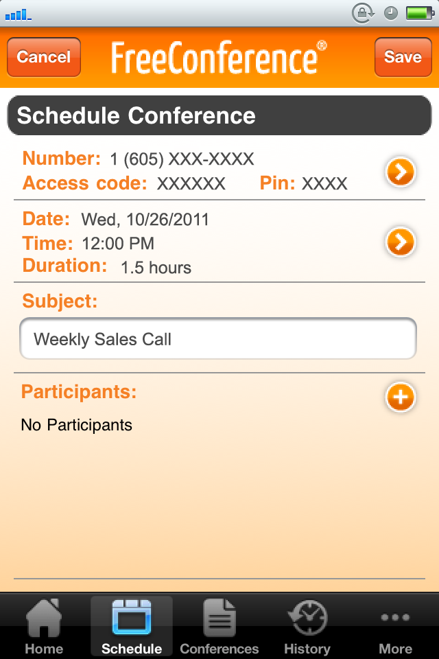 Schedule a Conference 1. From anywhere in the app, select Schedule in the Mobile App Menu (see figure 4). 2.