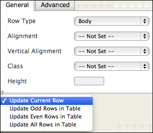 Summary: Type a description for a table. Style: Allow HTML code overrides for the placement, size, appearance, and border. Language Code: Assign a language code to a table used in translations.