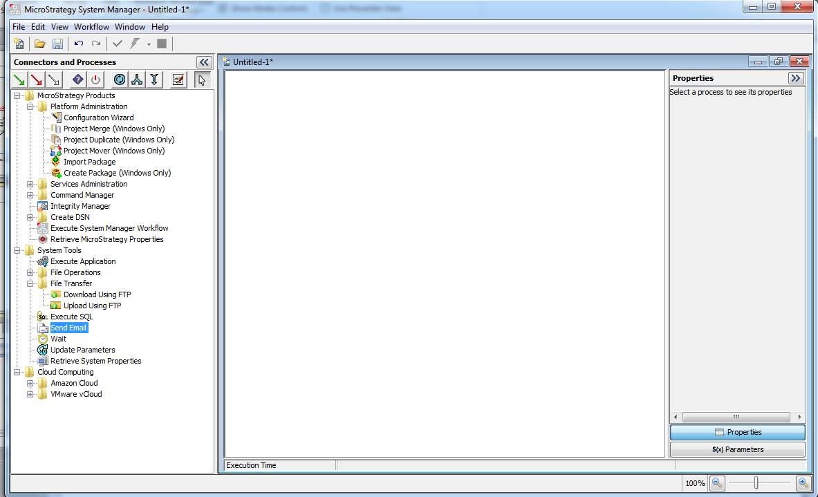 MicroStrategy System Manager GUI Left side displays