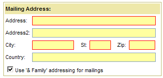 In the Mailing Address fields, if the NPM has elected family coverage with their election, the check box of Use & Family addressing for mailings should remain checked.