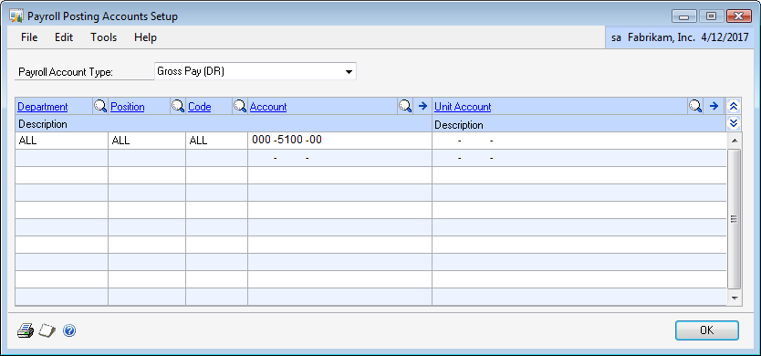 Setup For Multiple Account Distributions Use this window to setup distributions across multiple accounts.