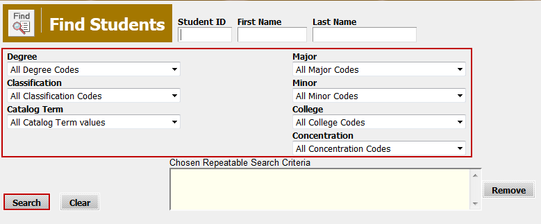Find a student record by name. If you wish to search by student name, click Find in the upper left-hand corner of the page. The Find Students page is displayed. Enter the students first and last name.