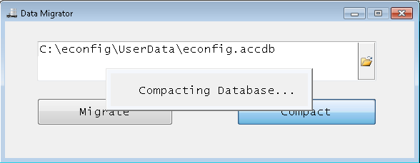 8. Compacting e-config database with Data Migration tool The database can be compacted to reduce the overall size.