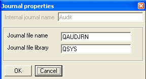 Journals Tab List the journals to be monitored. On the initial configuration, there will be an entry for the Audit journal, with journal name QAUDJRN and library QSYS.