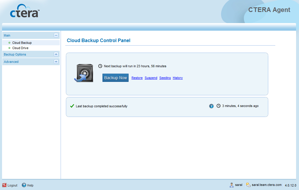Using the CTERA Agent in Cloud Mode 4 Enter the user name and password of an administrator or backup operator on this machine.