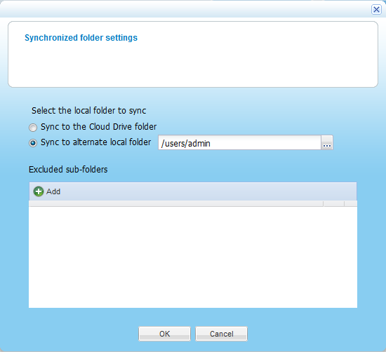 Using the CTERA Agent in Cloud Mode 4 The Synchronized folder settings dialog box appears.