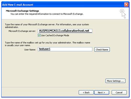 net The setup is successful when the Microsoft Exchange Settings dialog is updated the Microsoft Exchange server and the mailbox User Name inputs display as underlined (as in the graphic above).
