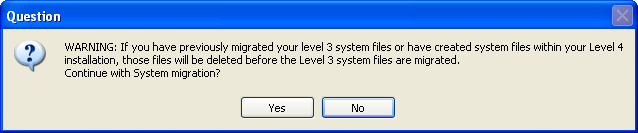 ... MIGRATING LEVEL 3.X DATA Migrating Data... NOTE Migrating system files, does not migrate system menu security.
