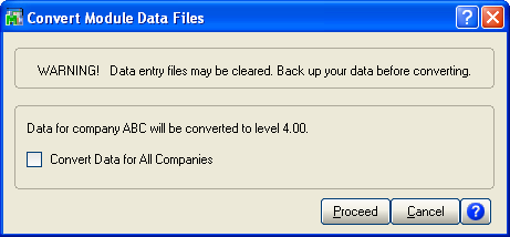 ... CONVERTING DATA FILES TO THE CURRENT LEVEL Convert Data Files.