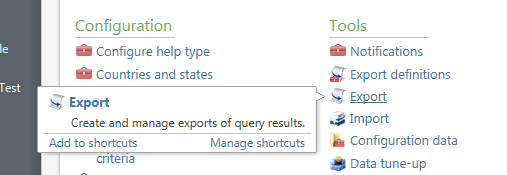 Query Selection = your data Export Definition = the template of the output fields you want to see Export process = ties the data together with the defined output fields of your definition to create a