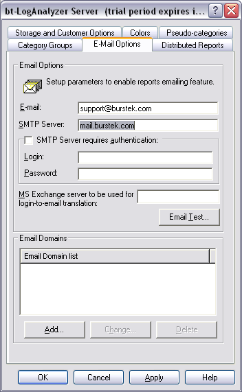 Note: The MS Exchange server field is responsible for login-to-email and back translation.