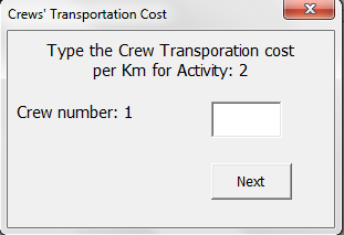 Fig. 4.6-C: Crew s Transportation cost/day The Pareto optimum solution set expanded to 121 optimum solutions.