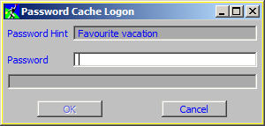 Anyway, fill in the fields you wish and press OK. If you did it right the dialog disappears and the Preferences dialog now shows the button as 'Cache Accessed'.