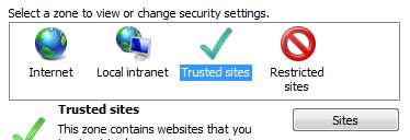 B. Internet Explorer Security Zone Settings 1.) Open Internet Explorer, click Tools Internet Options 2.) Select Security tab. 3.