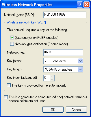 Chapter 4: Creating an Access Point Wireless Ethernet Network 6 Click Add. The Wireless Network Properties dialog box opens. 7 Type the name of the network in the Network name (SSID) box.