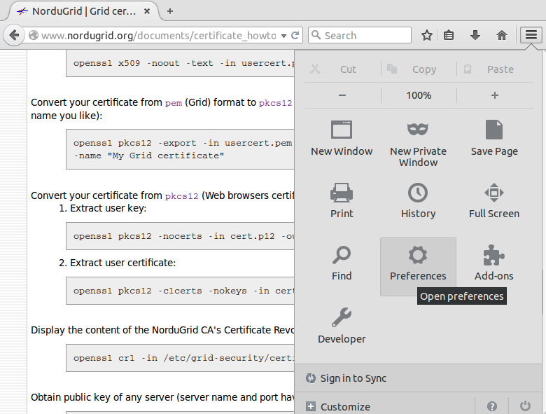 Load the certificate into the browser (start firefox) Oxana