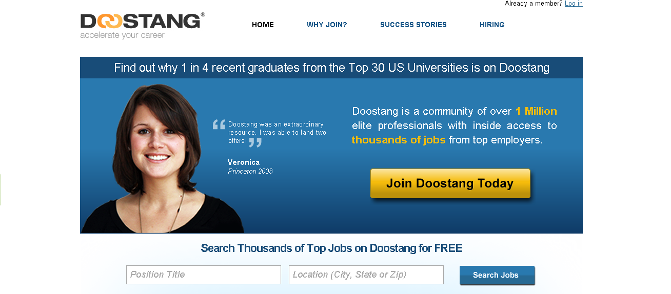 Doostang.com This site is a useful one as well, but is more focused on professional jobs in the fields of technology, banking, finance, and technology.