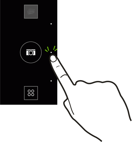 Close the Camera App To give you a full view of the Viewfinder screen, your phone replaces,, and with small dots.