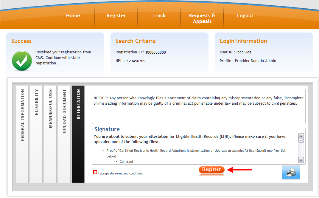 emipp: Attestation Tab Read the attestation statement, click the check box in the lower left to