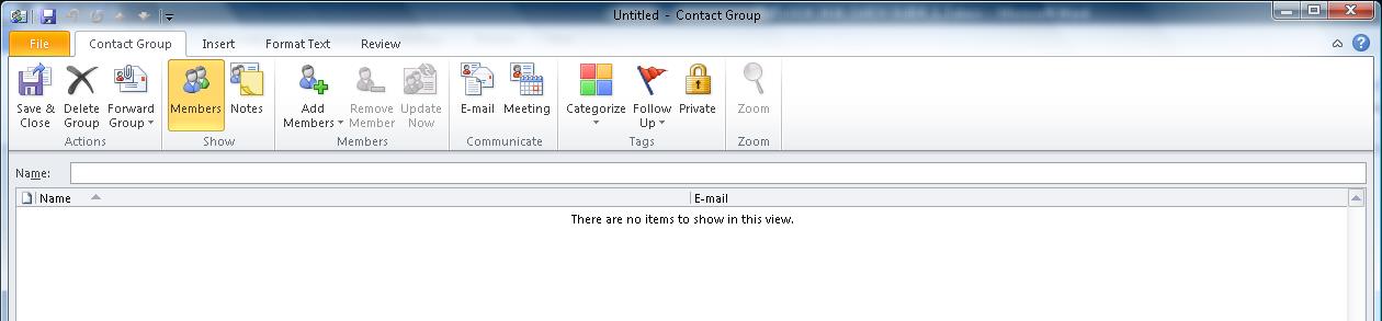 In the Select the entry type list, select New Contact Group, and then click OK to display the Contact Group dialog box. 5.
