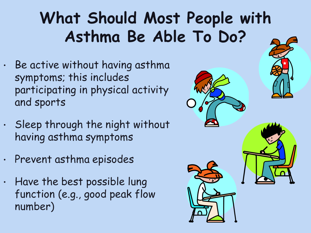 Script Notes: Students with well-controlled asthma should be able to do everything a person without asthma is able to do.