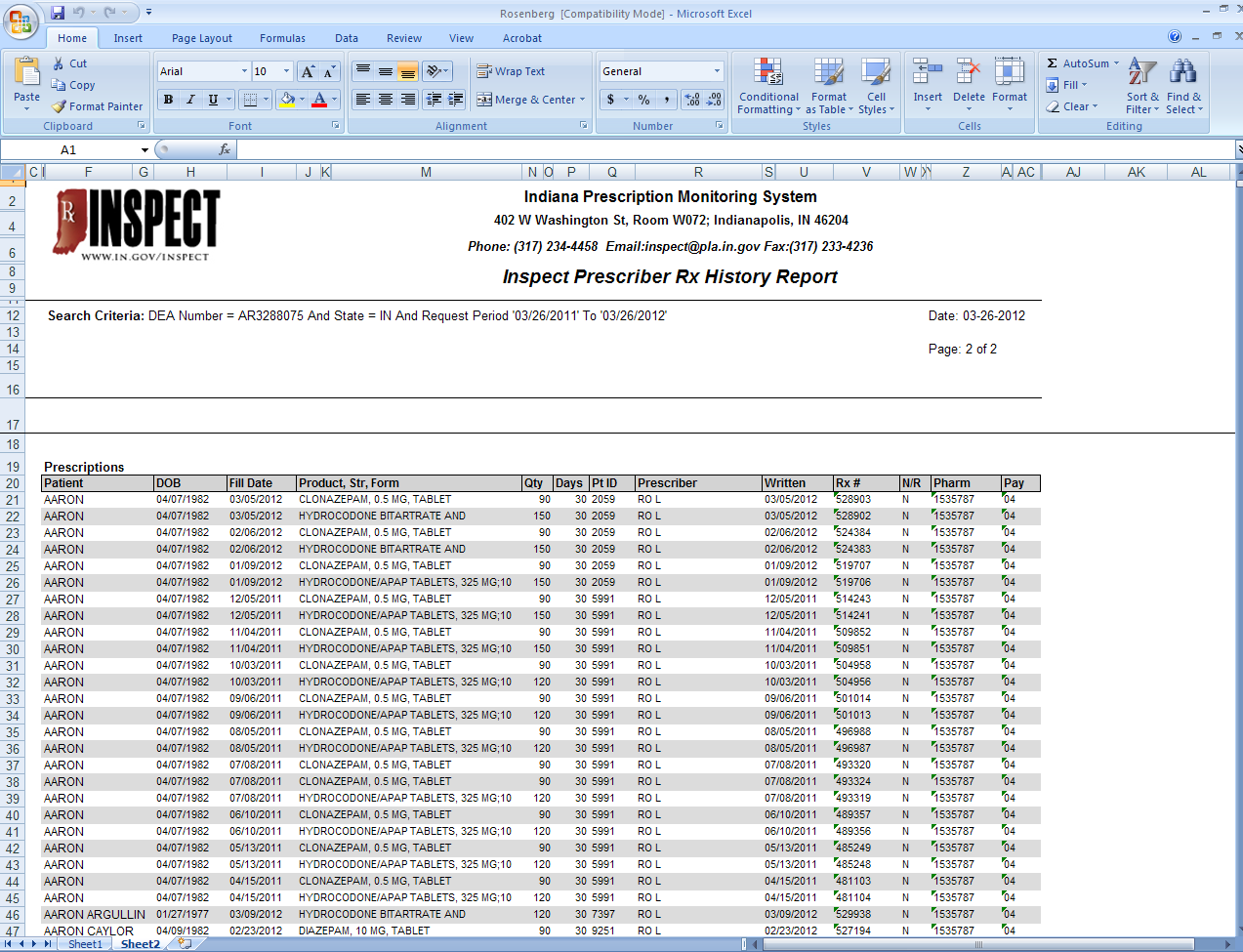7. Your report will be returned to you as a Microsoft Excel spreadsheet.
