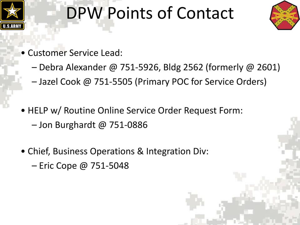 Orders) HELP w/ Routine Online Service Order Request Form: Jon Burghardt @