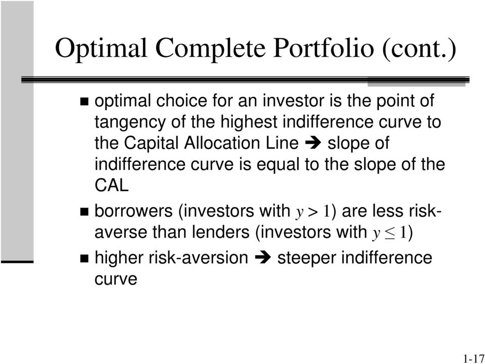 curve to the Capital Allocation Line slope of indifference curve is equal to the slope