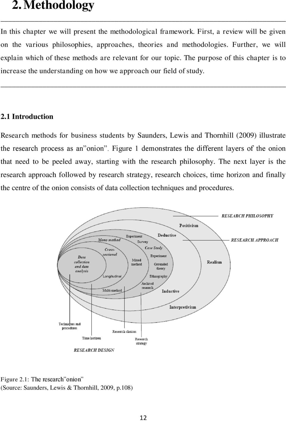 1 Introduction Research methods for business students by Saunders, Lewis and Thornhill (2009) illustrate the research process as an onion.
