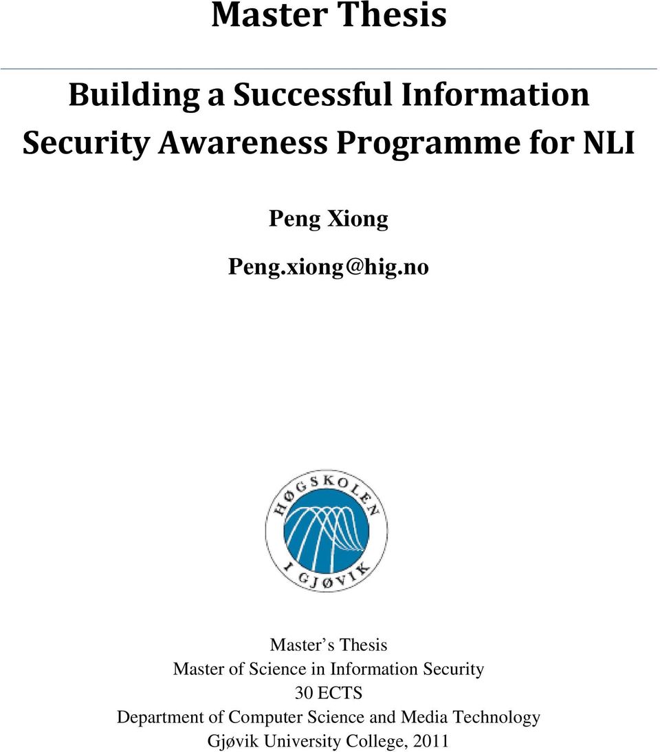 Internet Security Master Thesis
