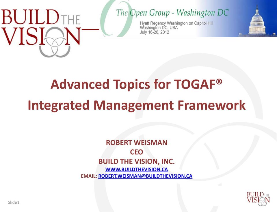 ca Advanced Topics for TOGAF Integrated Management Framework
