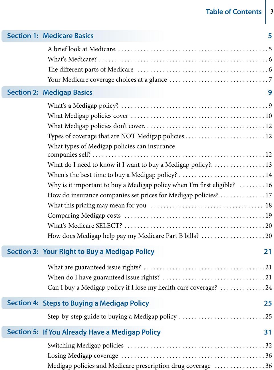 ..12 What types of Medigap policies can insurance companies sell?...12 What do I need to know if I want to buy a Medigap policy?....13 When's the best time to buy a Medigap policy?