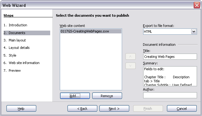 2) Choose or browse to the document you would like to format.
