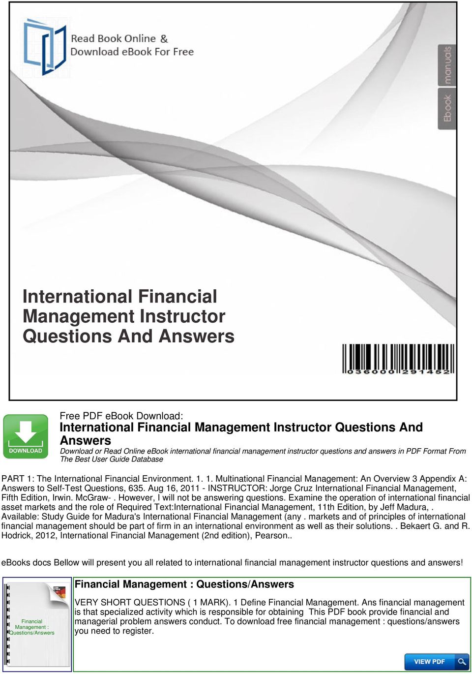Financial management questions essay