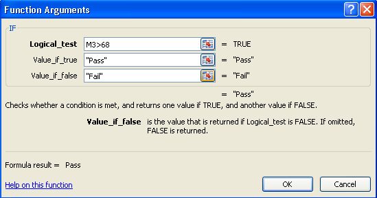 IF Function Use IF function to perform a logical test on a cell value. If it finds the test to be true, then Excel will return whatever value, formula, or function you specify.