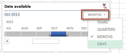 When you select a range of time only these values are display in your PivotTable.