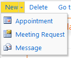 B.1.1 Create a New Appointment Calendar, Toolbar, New Exhibit B.3. New Calendar Items 1. In the Calendar, highlight the day of the appointment you want to create. 2. Click on New.