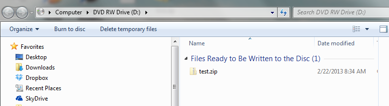 Once you are ready to write your files, click Burn to disc, and follow the steps in the Wizard to burn the disc.