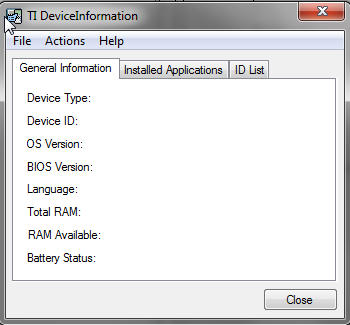 Using TI DeviceInformation TI DeviceInformation gives you the ability to quickly find information about your TI graphing calculator.