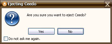 Figure 22: Ceedo System Tray Popup Menu Step 2: Select Eject.