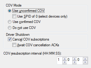15 COV Settings BACnet allows applications to subscribe to change of value (COV) event notification for many properties.