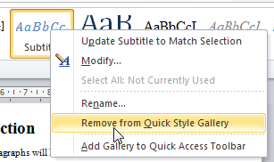 2. By default, many styles are not displayed in the Styles group until they have been used for the first time.
