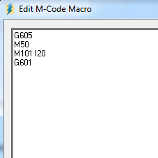 6) Make two M-Codes to Control Output Lines a) M-50: Description= Torch On, Program Line First Action= M-Cd, Delay= 0.