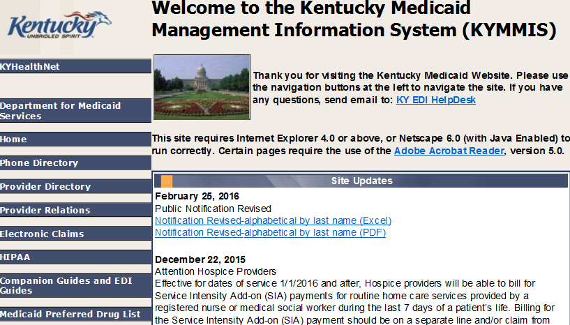 Kentucky Medicaid Management Information System (KYMMIS) www.