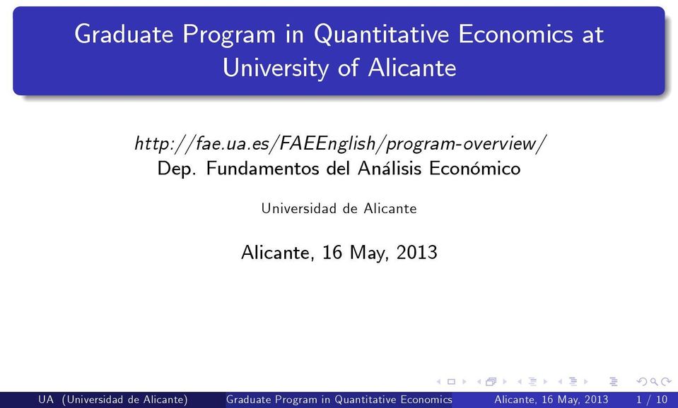 Fundamentos del Análisis Económico Universidad de Alicante Alicante, 16