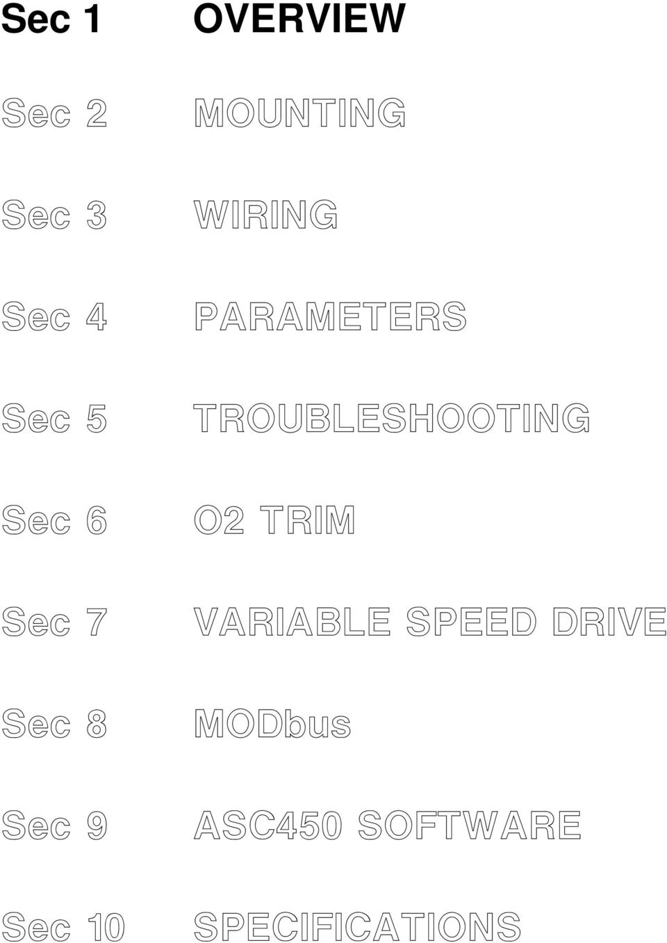 PARAMETERS TROUBLESHOOTING O2 TRIM VARIABLE