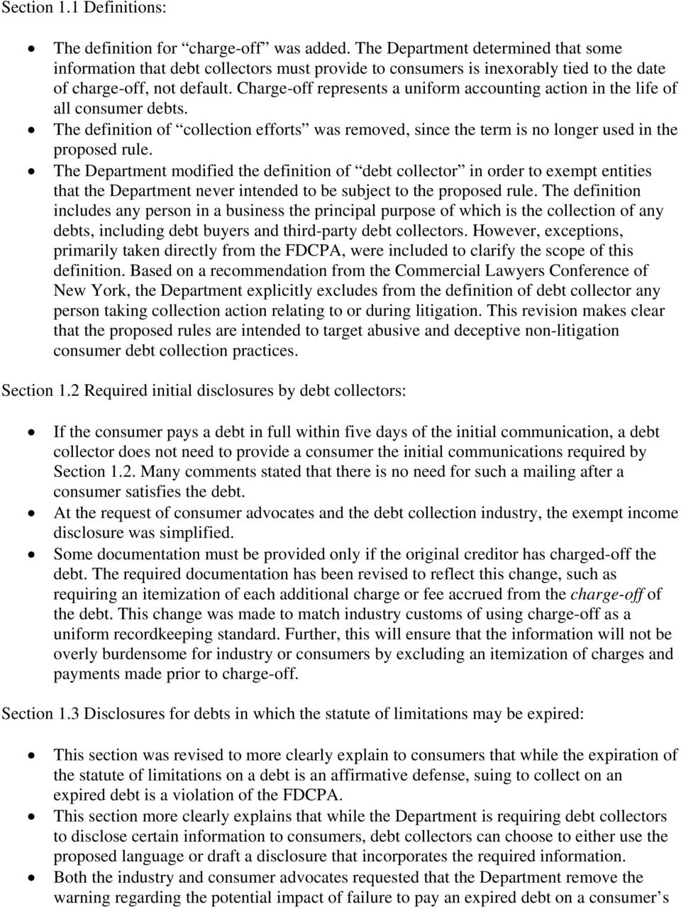 summary of the revised debt collection by third-party debt