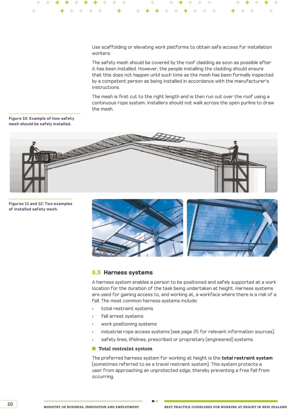 the manufacturer s instructions. The mesh is first cut to the right length and is then run out over the roof using a continuous rope system.