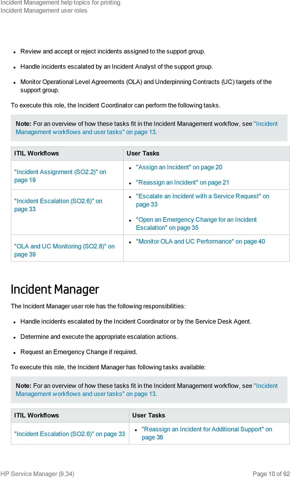 Note: For an overview of how these tasks fit in the Incident Management workflow, see "Incident Management workflows and user tasks" on page 13. ITIL Workflows "Incident Assignment (SO2.
