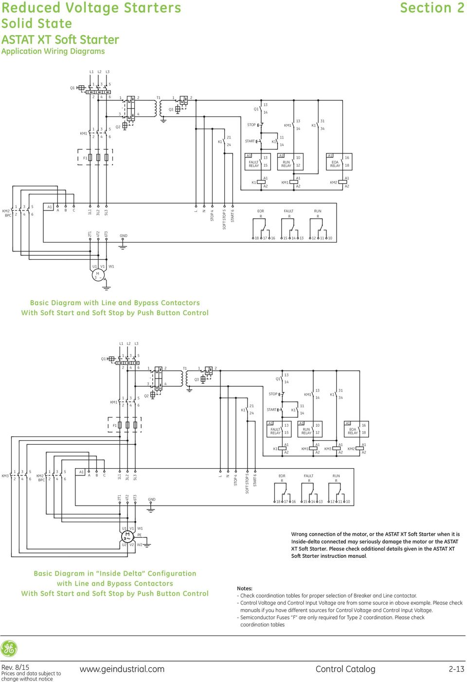 16 15 14 13 12 11 10 U1 V1 W1 M 3 ~ Basic Diagram with Line and Bypass Contactors With Soft Start and Soft Stop by Push Button Control L1 L2 L3 Q1 1 3 5 2 4 6 1 2 T1 1 2 3 4 Q3 Q1 13 14 KM1 1 2 3 4 5